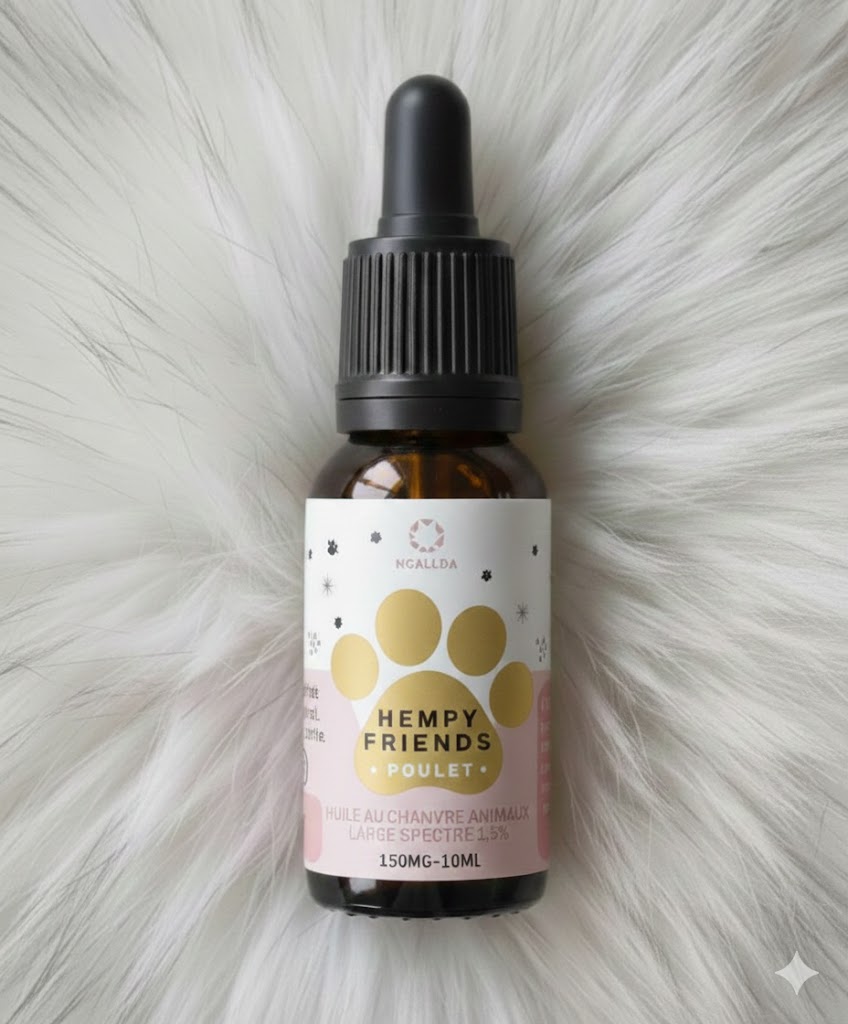 Huile chanvre pour animaux 3% - Saveurs variées - Poulet
